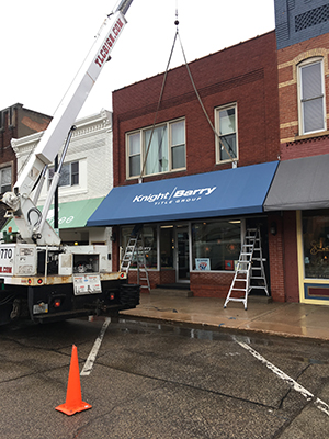 Knight Barry Title Waupaca Awning install in progress